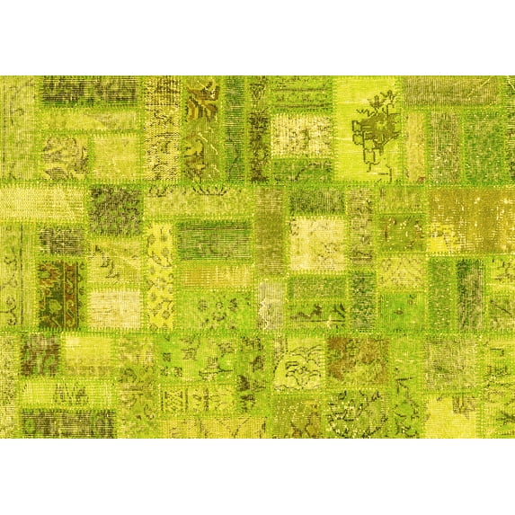 Ahgly Company Indoor Rectangle Patchwork Yellow Transitional Area Rugs, 5' x 7'