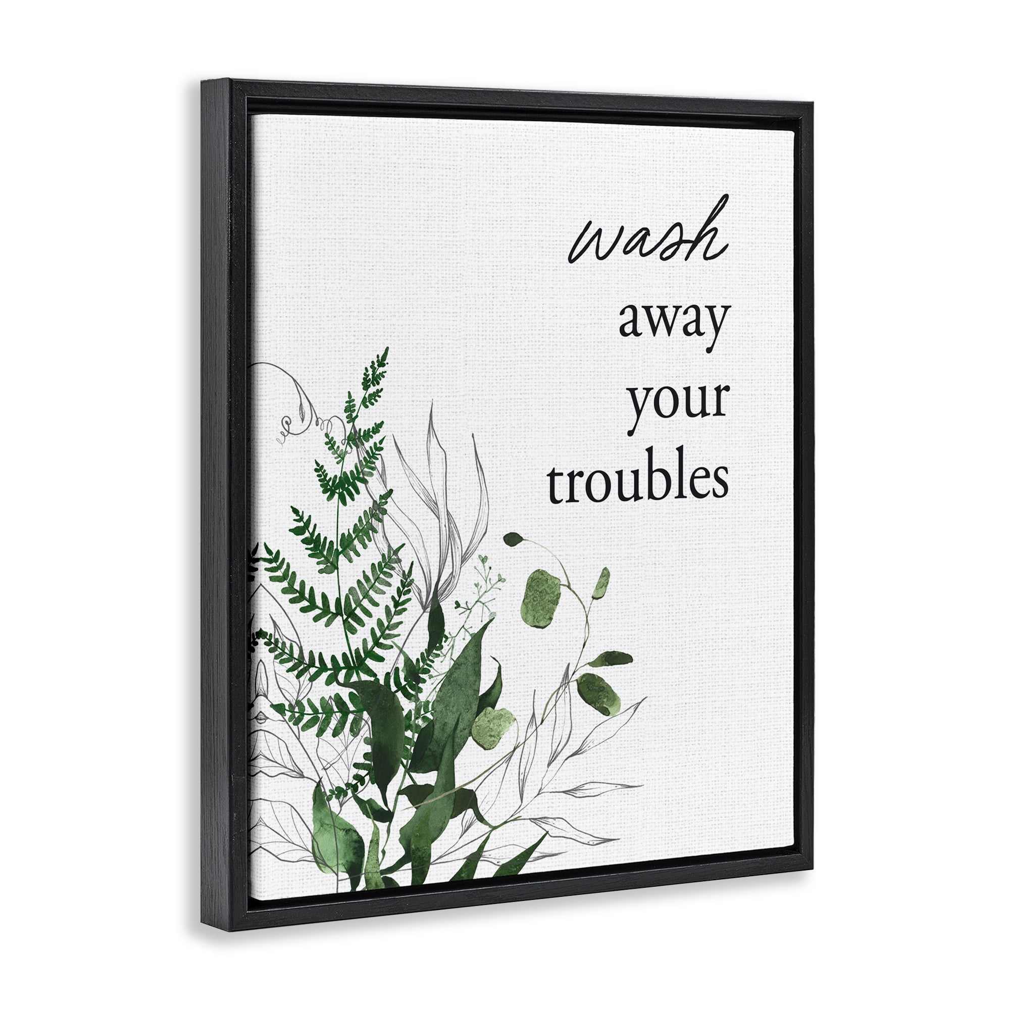 Forest Foliage Wash Away Black Framed Floater Canvas Wall Art, design by Lettered and Lined