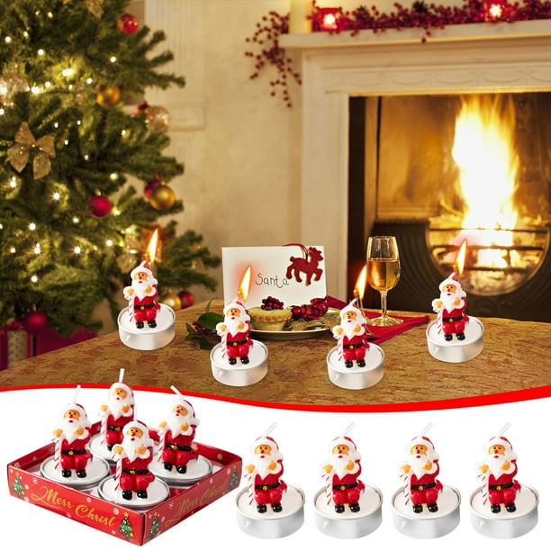 Velas decorativas de Navidad, vela de nieve, adorno familiar, pequeño, para escritorio, iluminación de árbol de Navidad, luces de Navidad, decoración de interior, para hogar, vela de