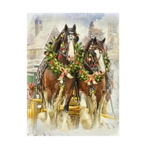 Canvas Wall Art - Trudi Simmonds 'Christmas Clydesdales' Wall Art for Living Room, Bedroom, or Office DÃ©cor by Trademark Fine Art - 24 x 32 Inches