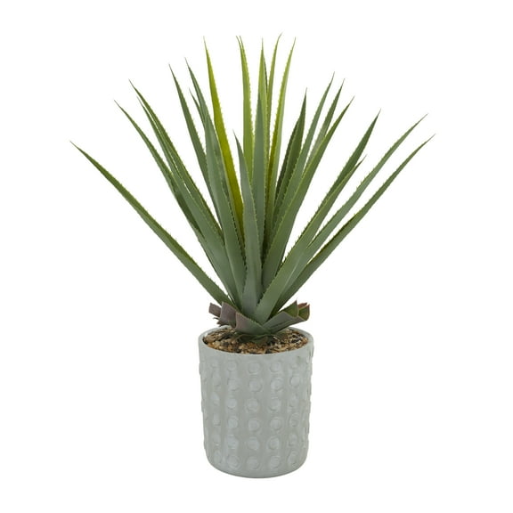 DecMode 38" Artificial Agave Plant in Realistic Leaves and Gray Ceramic Pot