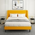 thumbnail image 2 of Amolife King Size Modern Platform Upholstered Bed Frame with Deluxe Wingback, Yellow, 2 of 7