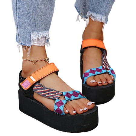 

Women Bulky Platform Slippers Strappy Casual Sandals Ultra-Thick Slide Shoes