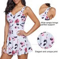 thumbnail image 2 of Zando Womens Swimsuits V Neck Tummy Control Swim Dress One Piece Swimsuit Plus Size Swimwear Bathing Suits Swim Dress Flower Print White M, 2 of 7