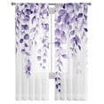 thumbnail image 2 of Sheer Curtains 63 Inches Long, Botanical Plant Rustic Branch Floral Light Filtering Window Curtains for Living Room, Purple Eucalyptus Rod Pocket Voile Sheer Curtain Drapes, 52"W x 63"L, 2 Panels, 2 of 9