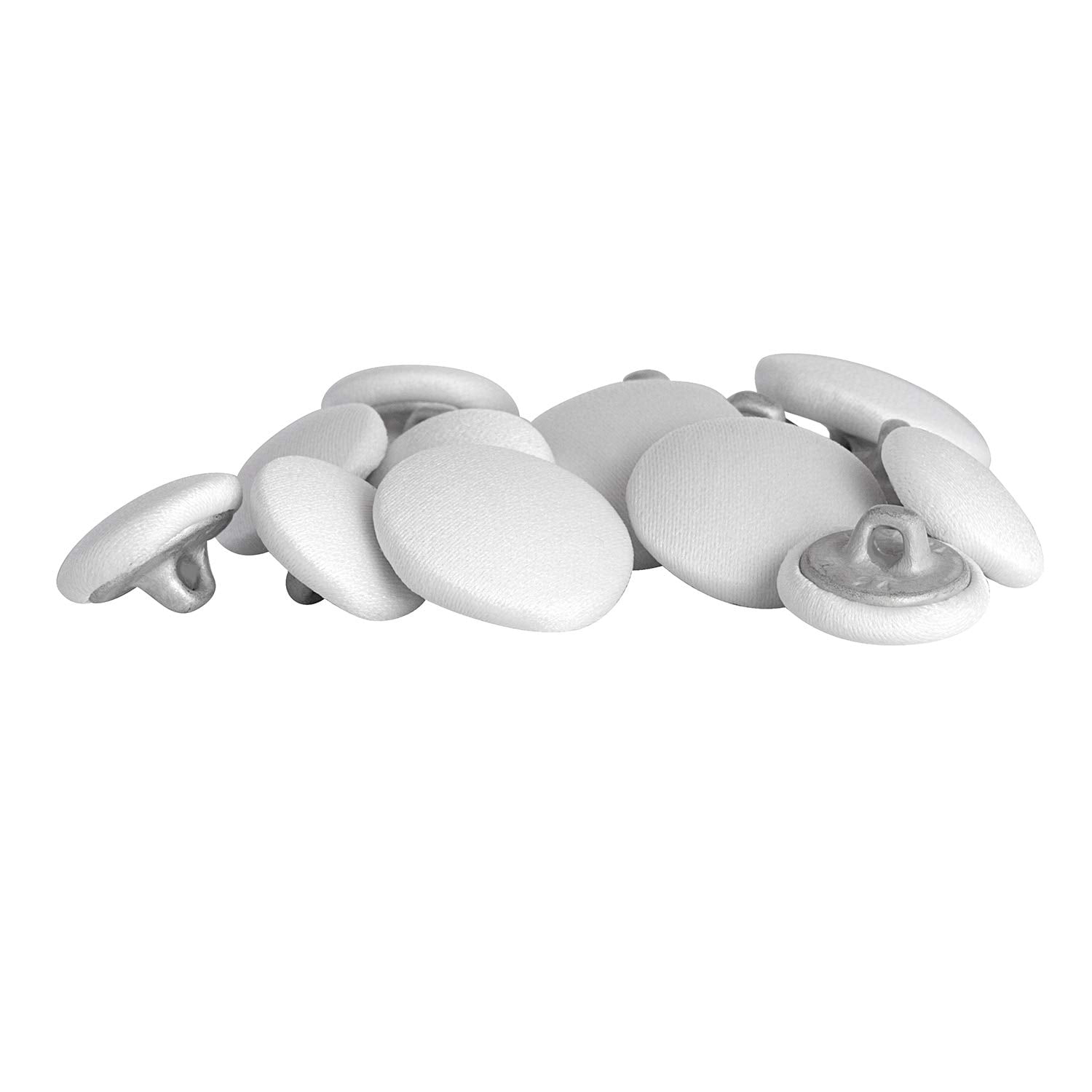 ButtonMode Tuxedo Suit Buttons 15pc Set (Fits Most Formalwear) Includes 4 Jacket Front Buttons (19mm or 3/4 Inch) and 11 Sleeve and Pant Buttons (15mm or 5/8 Inch), White Satin Smooth, 15-Buttons