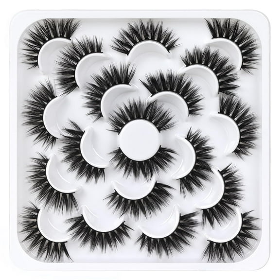 Lashes 10 Pairs Natural Fluffy False Eyelashes Soft Wispy Lashes 3D Faux Mink Lashes Pack