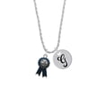 thumbnail image 2 of Delight Jewelry Silvertone Best in Show Blue Ribbon Silvertone Script Initial Disc - G - Charm Necklace, 20"+3", 2 of 4