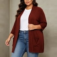 thumbnail image 5 of Elvqul Womens Plus Size Cardigans Casual Lightweight Sweaters Long Sleeve Fall Solid Color Loose Coats for Juniors Yellow, 5 of 10