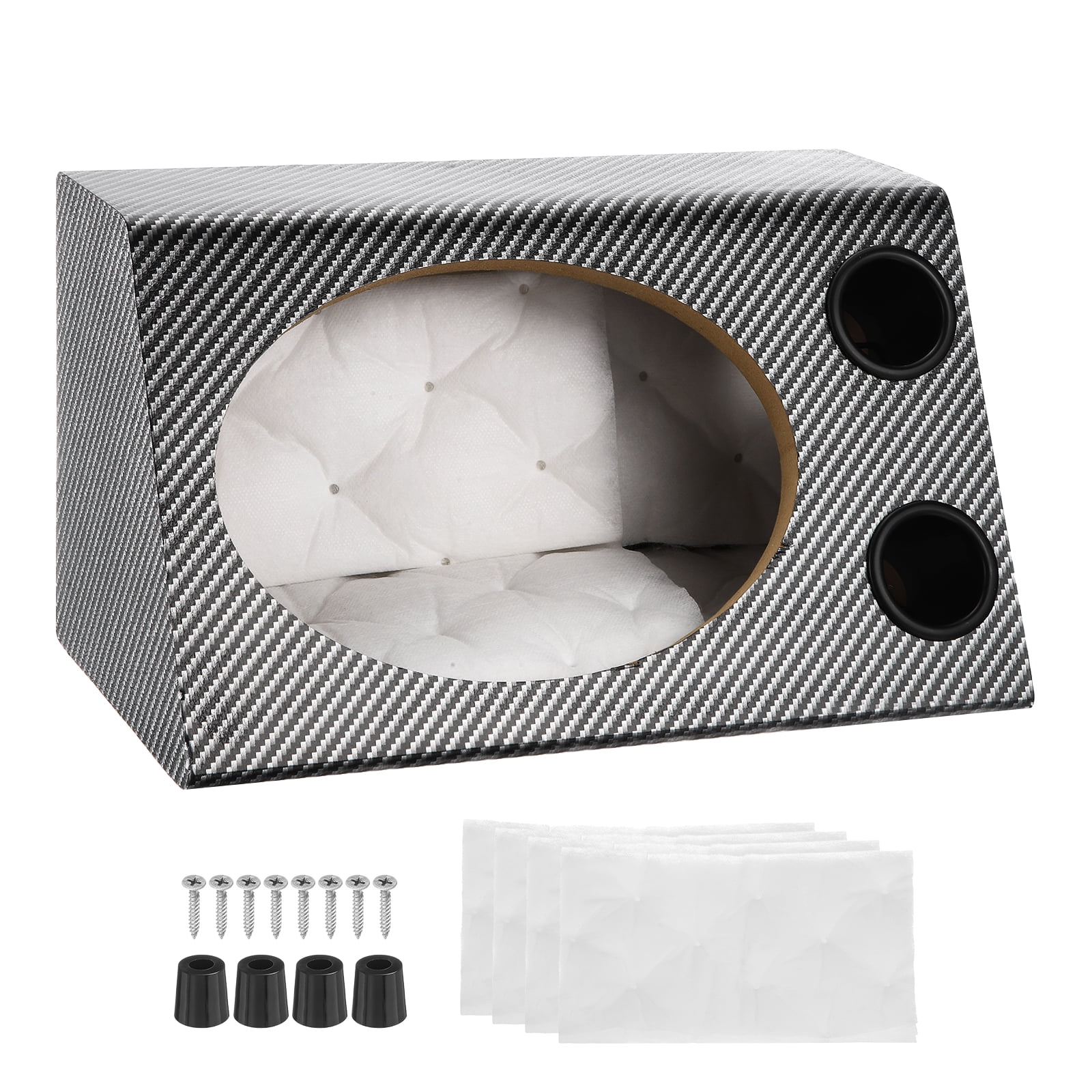 6 x 9 Inch Ported Wooden Speaker Enclosure, Black White Single Vented Subwoofer Box Car Audio Truck Speaker Box for DIY Homes Vehicle Audios Custom Sound Supplies