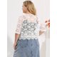 thumbnail image 5 of Women's Plus Size Sheer Shrug Tops Elbow Sleeve Floral Lace Open Front Shrug Top White 4X, 5 of 7