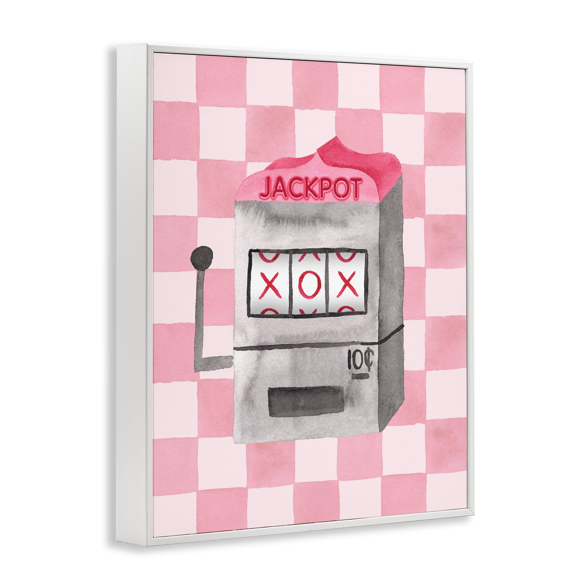 Jackpot Slot Machine White Framed Giclee Art, design by Nina Jacobs