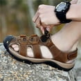 thumbnail image 2 of New Leather Sandals Mens Outdoor Wading Leisure Sports First Layer Cowhide Beach Shoes, 2 of 9