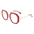 thumbnail image 2 of Women's Clear Lens Glasses Oversized Octagon Shape UV Blue Light Filter Red, 2 of 4