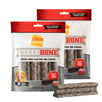 Ultra Chewy Steel Bones Beef Treat for Dogs, Large (2 Pack)