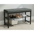 thumbnail image 2 of Nola Home 2-Tier Shor Rack Bench with Padded Seta, Entryway Shoe Organizer for 6 Pairs, Metal Frame, Compact Storage for Hallway, Closet, Mudroom, Grey, 2 of 6