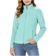 thumbnail image 3 of Women Fleece Jacket Sevevn Stand Collar Slim Fit Polar Fleece Fabric Full Zip Long Sleeve Outerwear With Zipper Pockets For Hiking Travel Daily Outdoor Wear, 3 of 8
