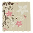 thumbnail image 3 of Ambesonne Flower Art Shower Curtain, Flying Dragonflies, 69"Wx84"L, Brown Tan, 3 of 5