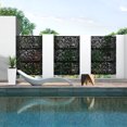 thumbnail image 4 of Neutypechic Decorative Privacy Screen Outdoor Divider with Stand Metal Corten Steel 76" x 47.2" x 15.7" Black, 4 of 5