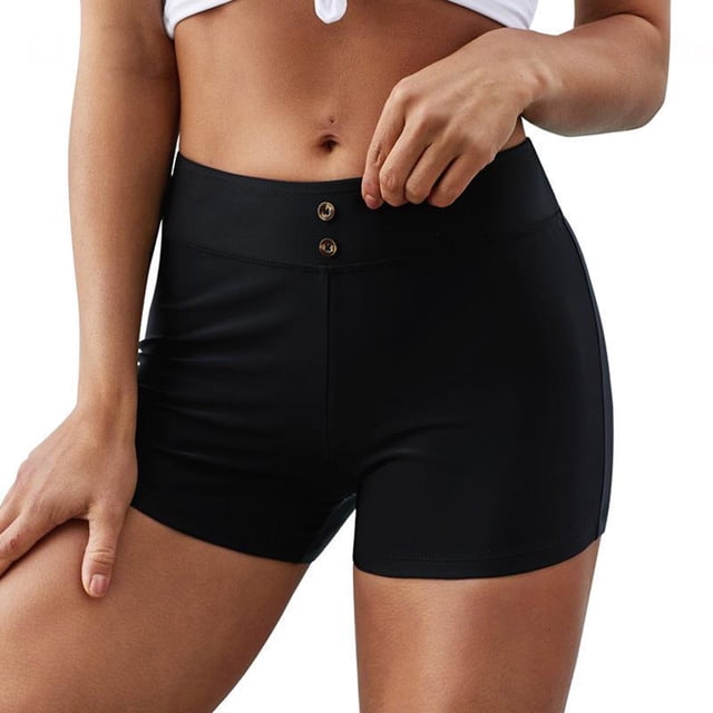women's solid color plus size boxer swimming trunks