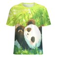 thumbnail image 5 of Panda in Grass Women's Short Sleeve T-Shirt Crew Neck Casual Summer Trendy Loose Fit Tops, 5 of 7