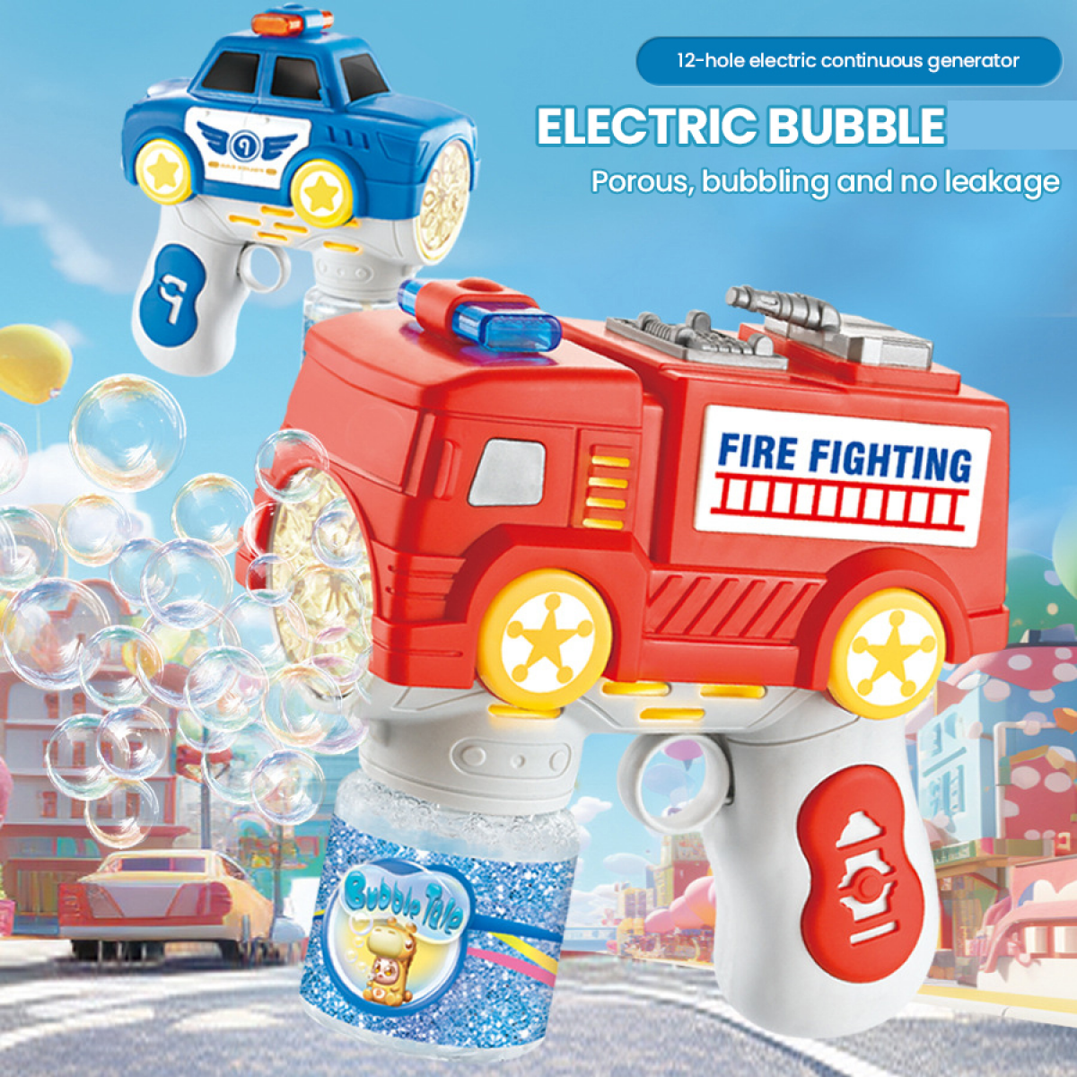 Fire Engine Bubbles Machine for Kids with 1000 Colorful Automatic Bubbles, Lights & Sound, Bubble Maker Blowers for Age 3+ Birthday Gifts