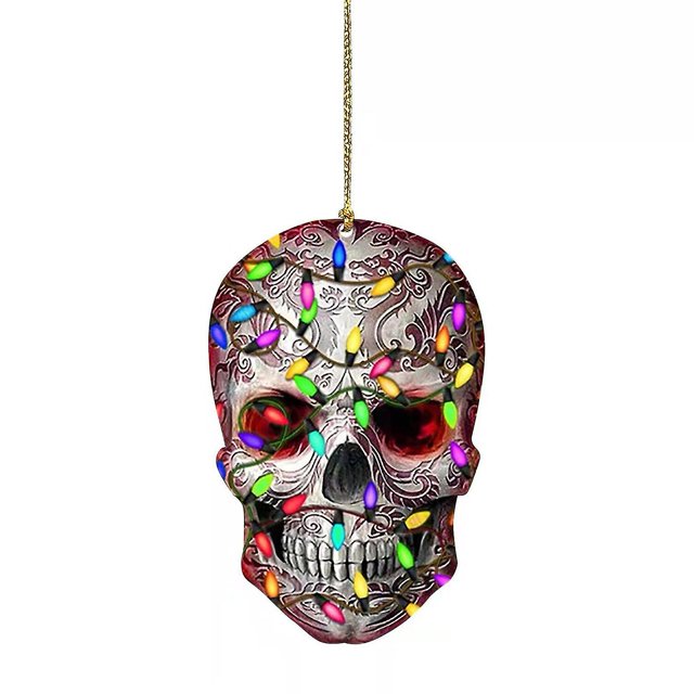 Colgante de calavera Farfi acrílico Halloween Horror coche colgante para espejo retrovisor para regalo