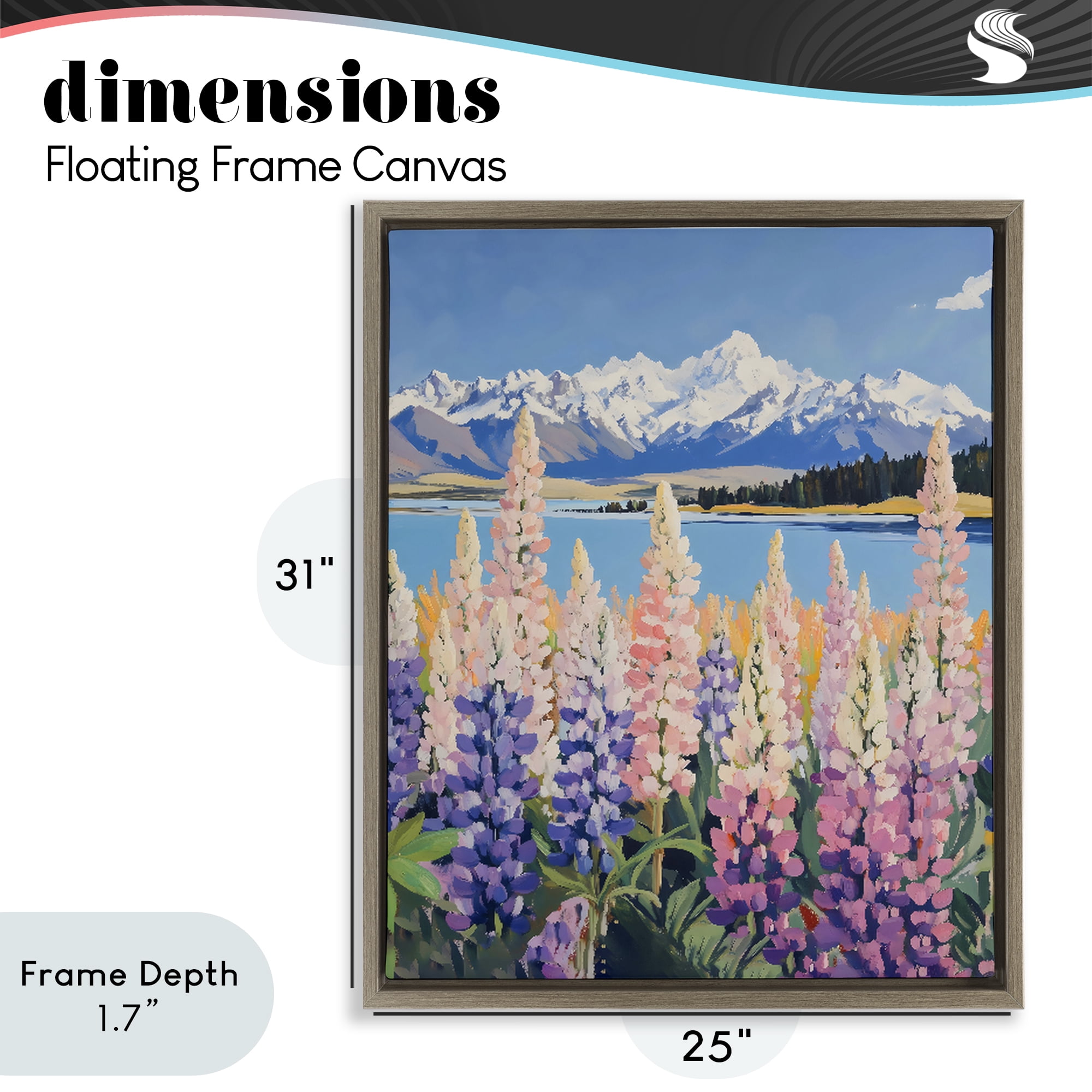 Stupell Industries Mountains & Wildflowers by Lake Brown Framed Floater Canvas Wall Art, design by The Prints Vibe