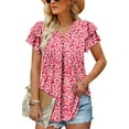 thumbnail image 3 of KISSMODA Womens Floral Tunic Top Short Sleeve Shirts Loose Fit Summer Tops, 3 of 4