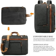 CoolBell Convertible Canvas Laptop Backpack, 17.3 Inch, Black, 1-Piece