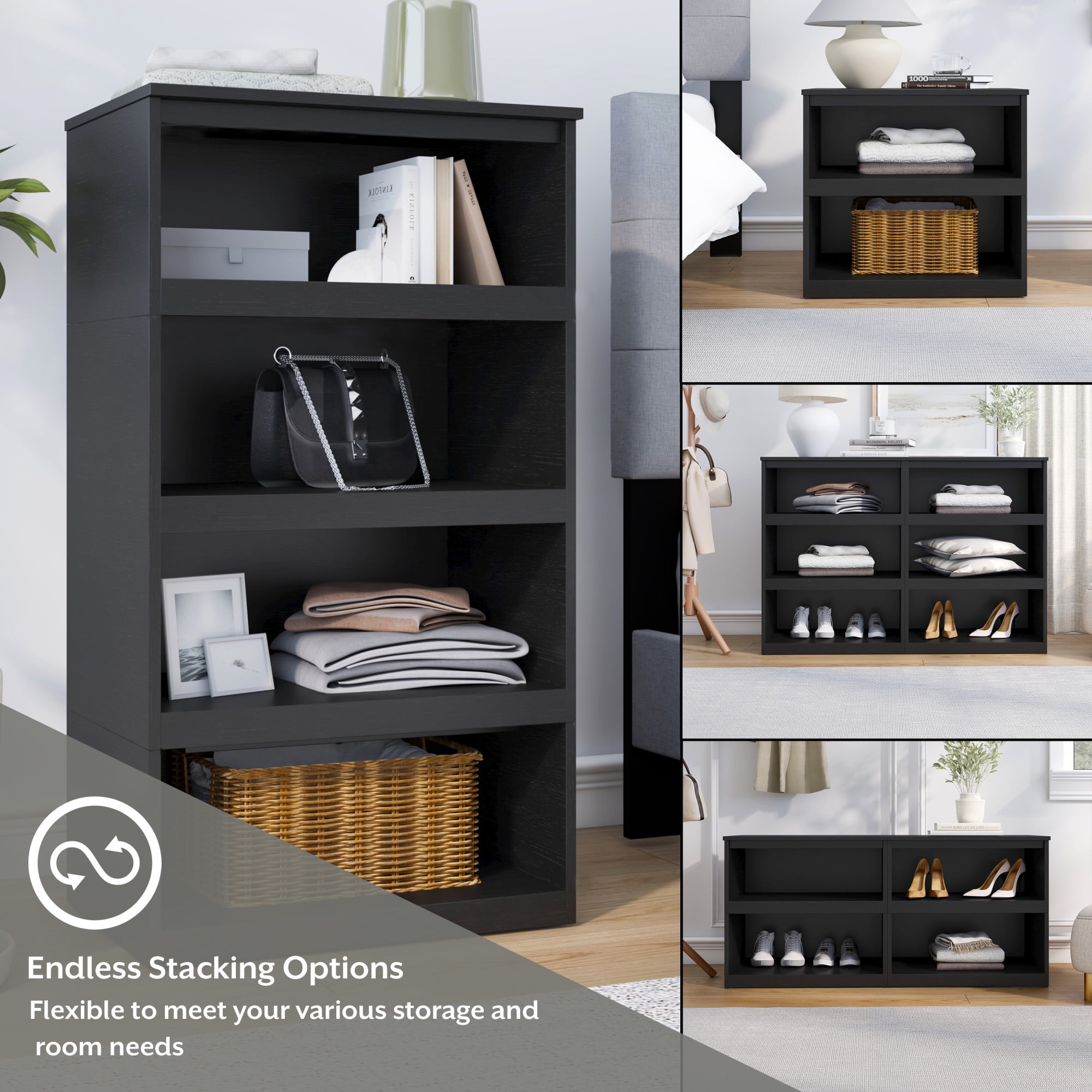 Mainstays Ardent Open Shelf Modular Storage System, Black
