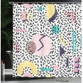 thumbnail image 4 of Ambesonne Vintage Shower Curtain, Retro Geometric Shapes, 69"Wx84"L, Navy Yellow Pink, 4 of 5
