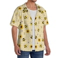 thumbnail image 2 of Pofeuu Sunflowers Bee Print Mens Casual Short Sleeve Shirts Beach Summer Spread Collar Pocket Tops Men's Casual Short-sleeved Shirt-3X-Large, 2 of 5