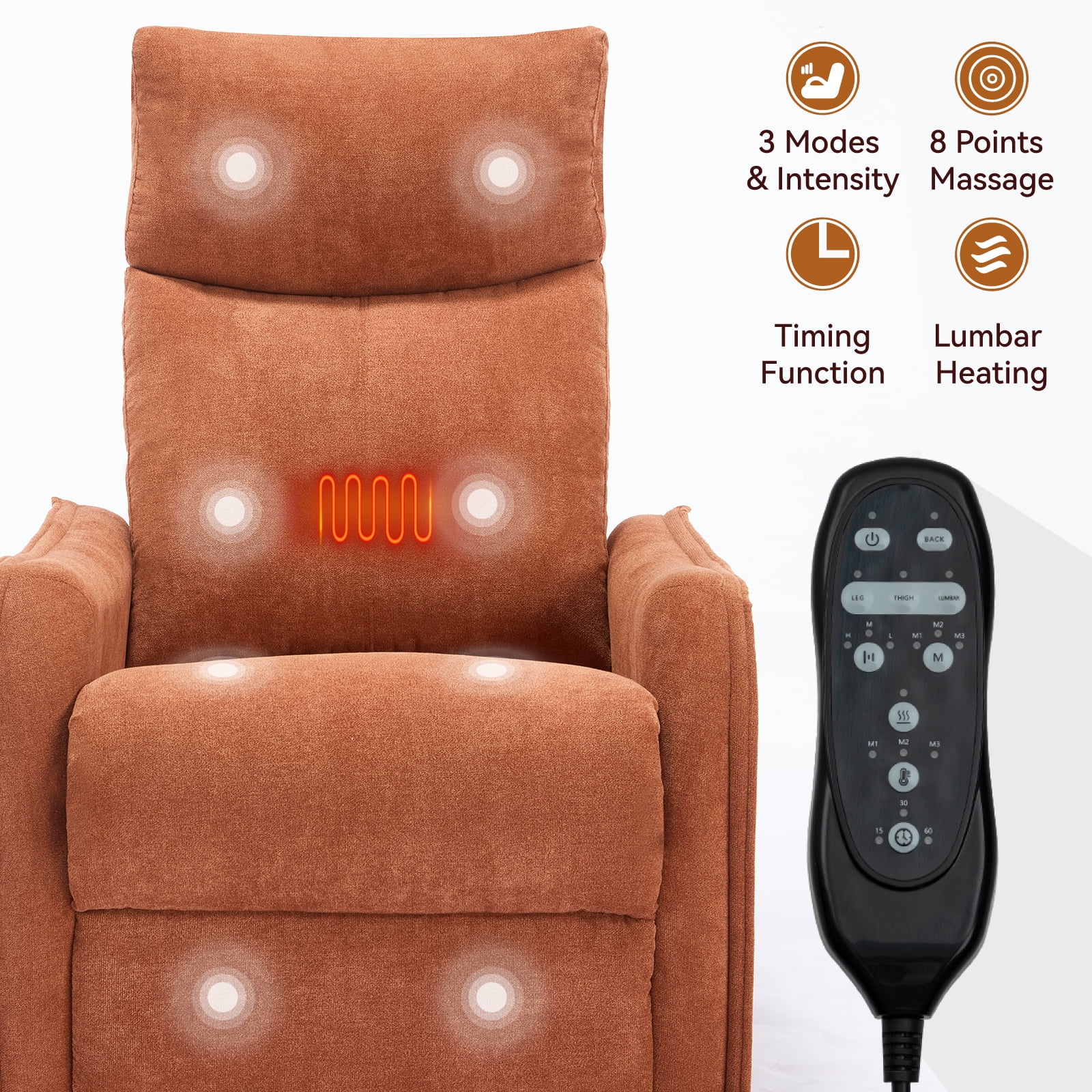 Segmart 360° Swivel & Rocker Recliner Chair with Massage & Lumbar Heat- Manual Recliner, Fabric Lounge Chair for Living Room