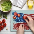 thumbnail image 3 of American Flag Cutting Board, National Paint Brush Watercolor Digital Stroke Messy Graffiti Art Design Print, Decorative Tempered Glass Cutting and Serving Board, Large Size, Red Blue, by Ambesonne, 3 of 5