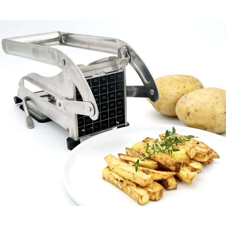 French Fry Cutter, Professional Potato Cutter Slicer Stainless Steel,  Includes 1/2 & 3/8-Inch Blade and No-Slip Suction Base, Great for Air Fryer  Food Potatoes Carrots Cucumbers. 