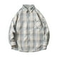 thumbnail image 2 of Camisas Para Hombre Camisa de manga larga con bolsillo de solapa a cuadros cómoda y casual a la moda para hombre (Blue, XL), 2 of 4