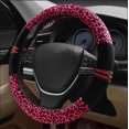 thumbnail image 2 of Luxury Leopard Print Fashionable Plush Car Steering Wheel Cover, Universal Fit, Keep Warm for Car SUV, Red and Black, 2 of 8