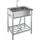 thumbnail image 1 of Fregadero Utilitario de Acero Inoxidable de 24" con Tuberías de Agua Fría y Caliente, Fregadero de Cocina Independiente con Grifo, Patas y Estante, 1 of 7