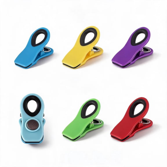 6 Pack Magnetic Chip Clips, Plastic Bag Clips for Chips, Bread, Snacks, Multicolor Kitchen Clips with Magnet for Fridge Use