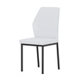 thumbnail image 6 of Hi loPres Set of 6 Modern Dining Chairs, White PU Leather Side Chairs with Ergonomic Vertical Striped Back and Black Metal Legs for Kitchen, Office, 6 of 6