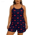 thumbnail image 2 of UAMVSH Women's Plus Size Pajama Set 2 Piece Heart Print Cami Pjs Summer Crewneck Tank Top and Shorts Lounge Set Soft Nightwear, 2 of 7