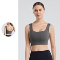 thumbnail image 2 of IWRICH Women's U Back Sports Bra Scoop Neck Padded Low Impact Yoga Clothes Workout Crop Top with Built in Pads Grey XXL, 2 of 6