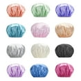 thumbnail image 4 of Linyer Female Sleeping Hat Bathroom Supplies Waterproof Elastic Shower Hair Caps Dust-proof Girl Head Cover Salon Accessories Rose Red, 4 of 7
