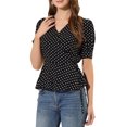thumbnail image 1 of INSPIRE CHIC Women's Dots Print Tie Waist Ruffle Hem V Neck Wrap Peplum Tops, 1 of 7