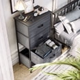 thumbnail image 4 of DEXTRUS 4 Drawers Fabric Storage Dresser with Sturdy Steel Frame, Wooden Top & Easy Pull for Bedroom, Hallway, Closets, Charcoal Black Wood Grain, 4 of 11