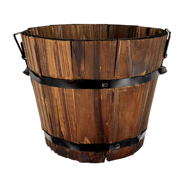 ColoMX Maceta pequeña tipo barril para jardín, jardinera de madera, maceta para jardín, maceta para patio