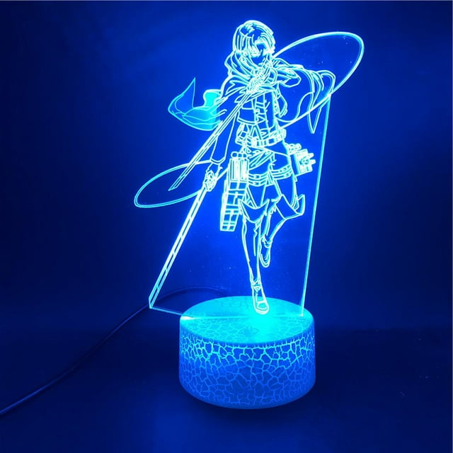 La luz nocturna ataca a los titanes 3D Mikasa·Ackerman LED Rainbow