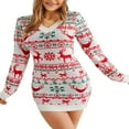 thumbnail image 1 of Robe Chandail à Manches Longues pour Femmes, Imprimé de Noël, Tricotée, Moulante, Robe de Soirée, 1 of 6
