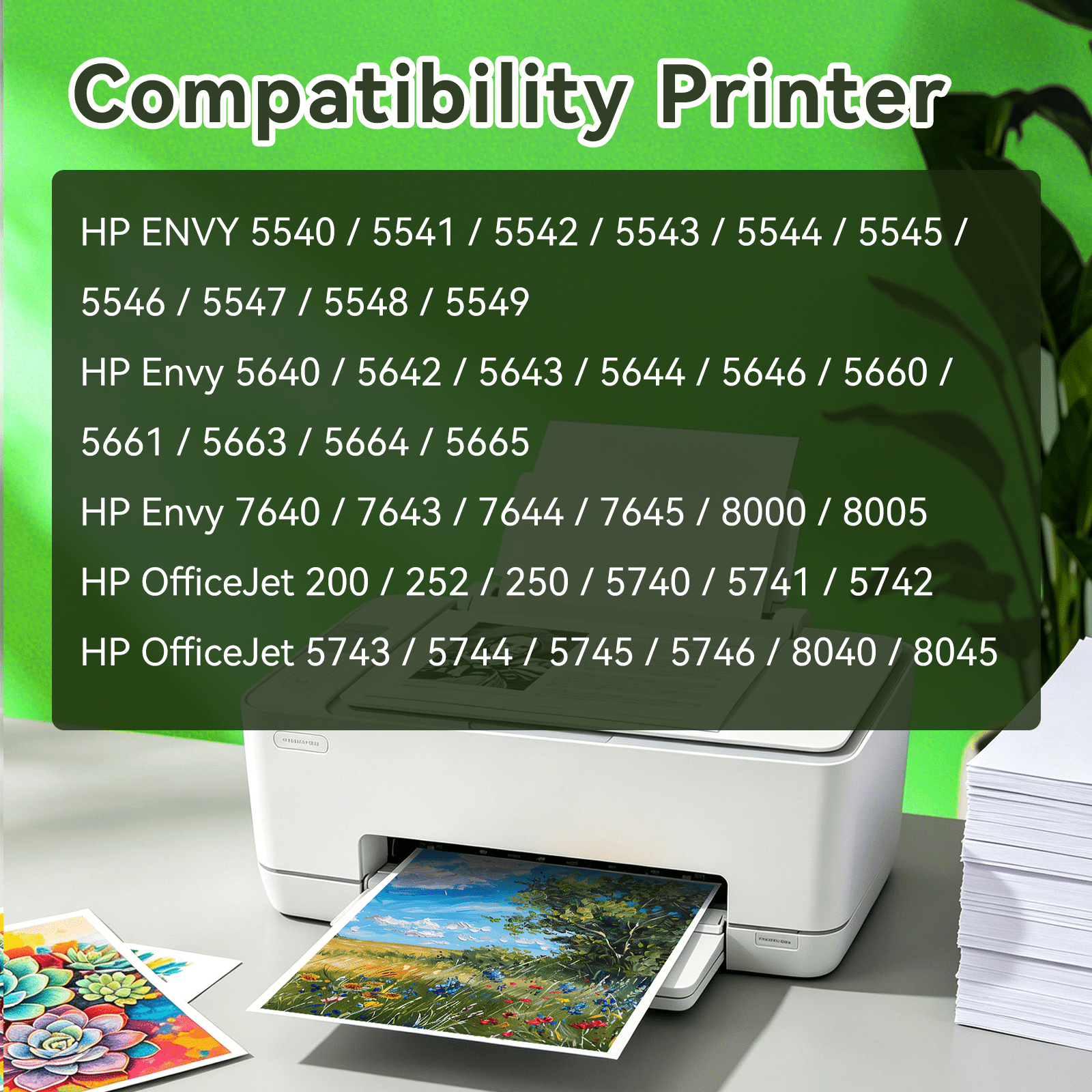 62XL Ink Cartridges Compatible for HP 62 Ink Cartridges for  ENVY 5660 7640 Printer (Black Tri-Color)